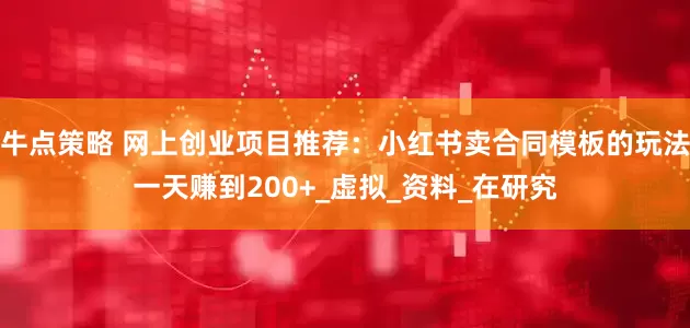牛点策略 网上创业项目推荐：小红书卖合同模板的玩法一天赚到200+_虚拟_资料_在研究